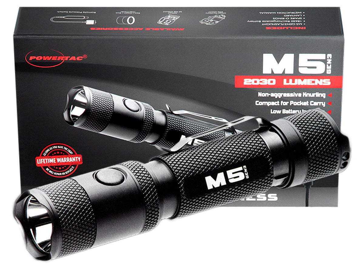 Power Bundle M5 Gen3 EDC Tactical Flashlight 2.83k Lumen | Spare Battery