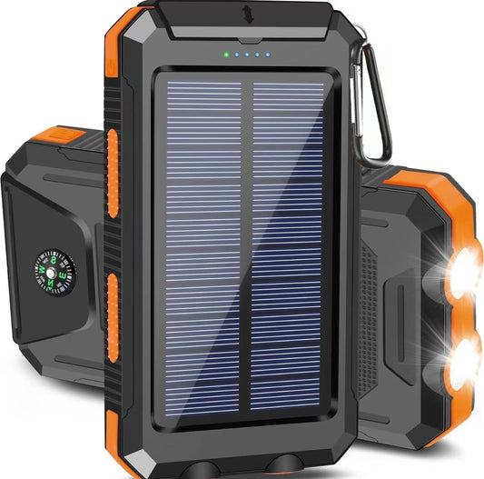 AlphaLife247 SolarCharge Outdoor Power Bank featuring Dual USB Ports and Integrated Solar Charging