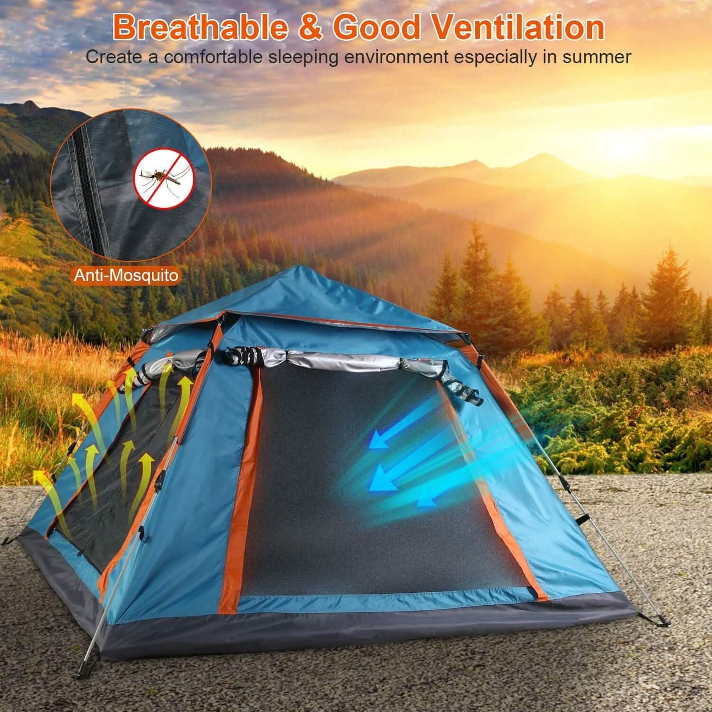 Tent Camping Foldable Waterproof 4-5 PAX