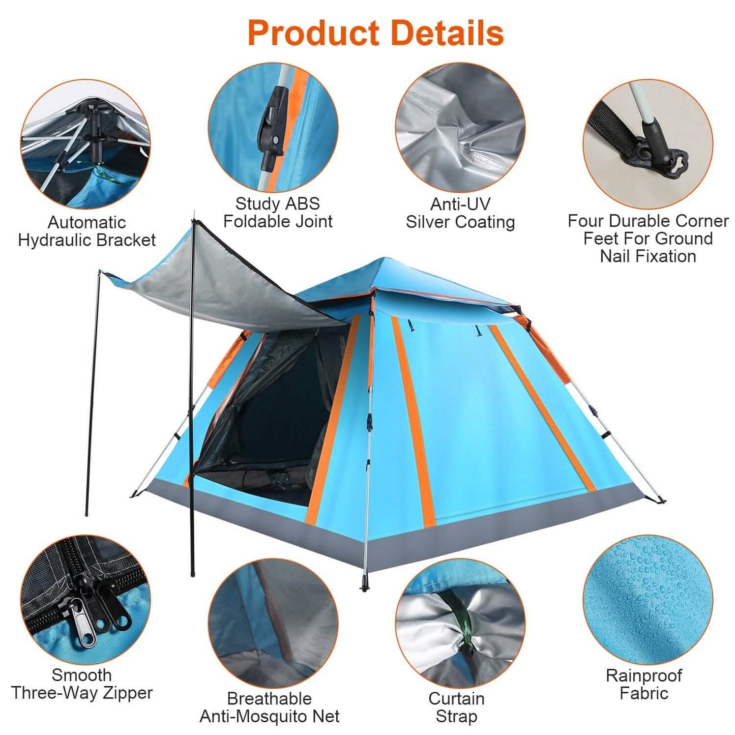 Tent Camping Foldable Waterproof 4-5 PAX
