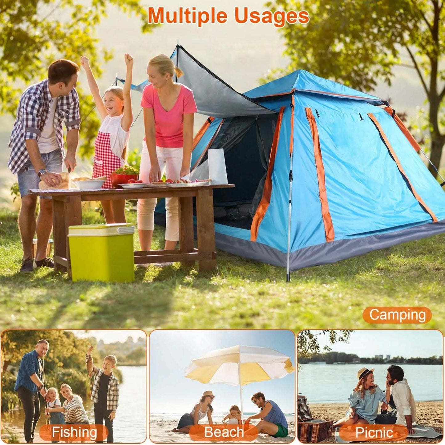 Tent Camping Foldable Waterproof 4-5 PAX