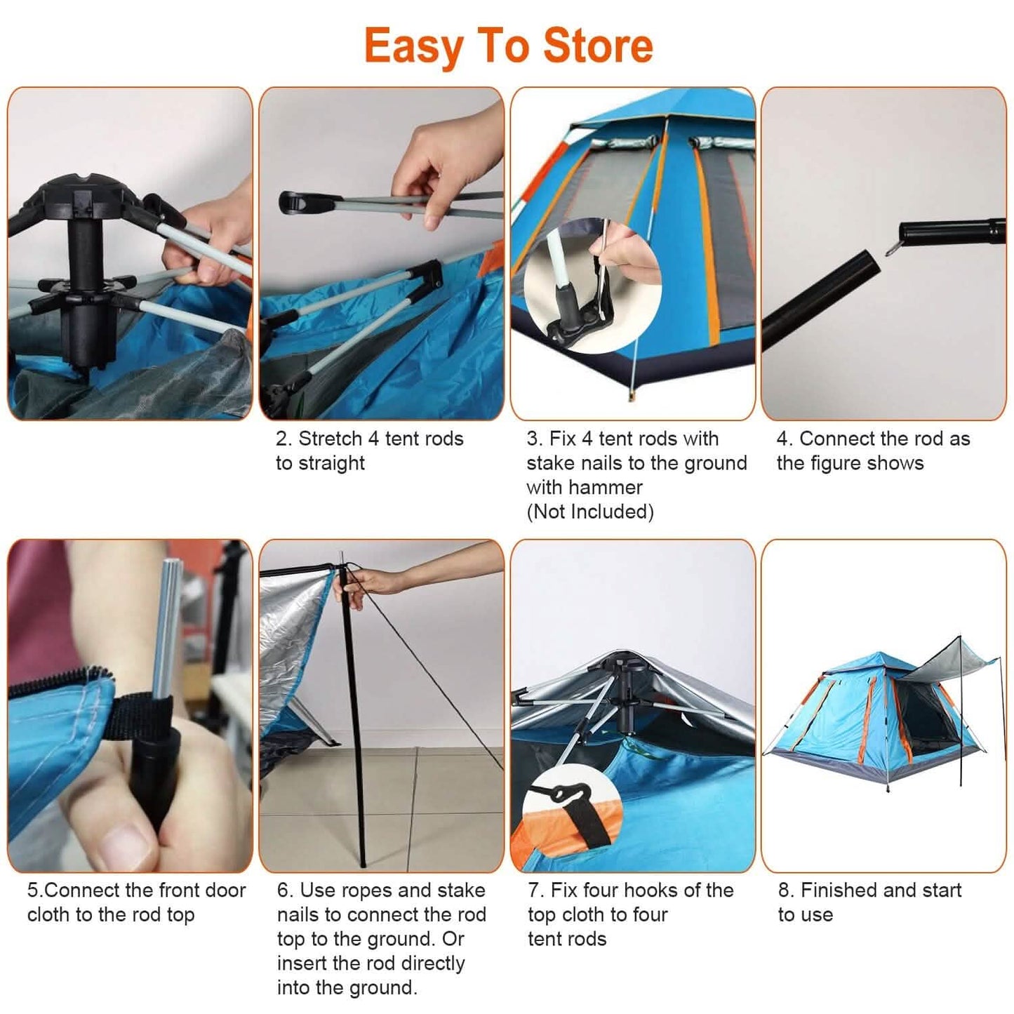Tent Camping Foldable Waterproof 4-5 PAX