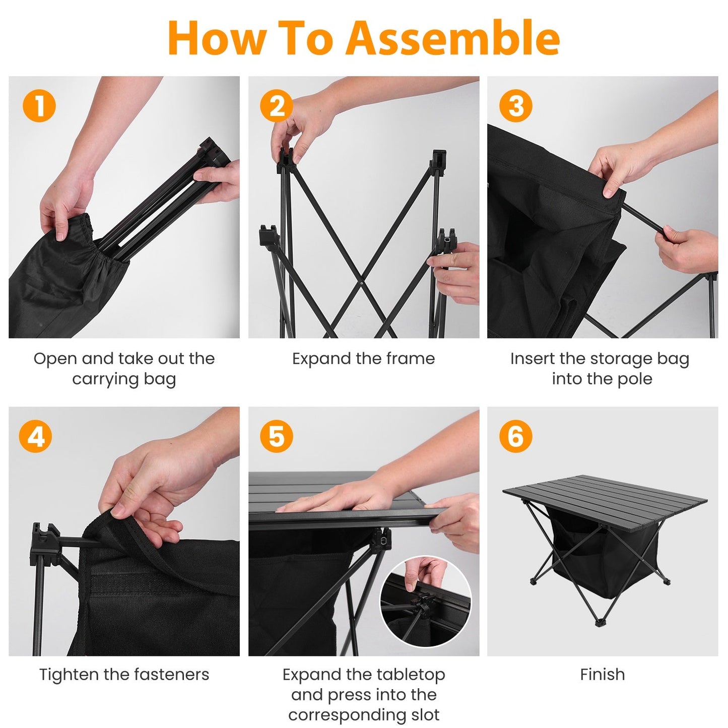 Table Foldable Aluminum w/Storage Basket & Carry Bag
