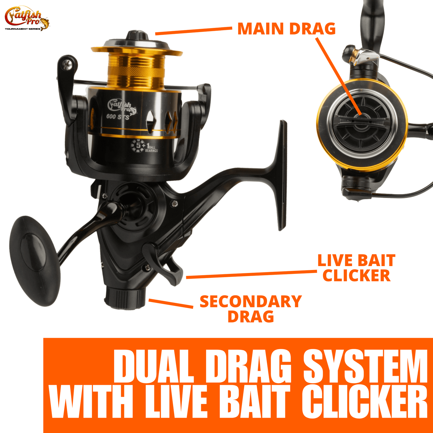 Reel Spinning Front/Rear Drag Ambidextrous 600STS