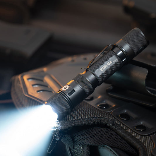 AlphaLife247 Powertac E9R GEN4 Tactical EDC Flashlight featuring 2550 Lumens and Magnetic Charging
