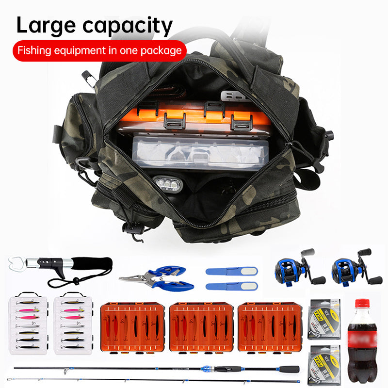 Bag Tackle Fishing w/Bait Box/Stow Bag/Pole Holder