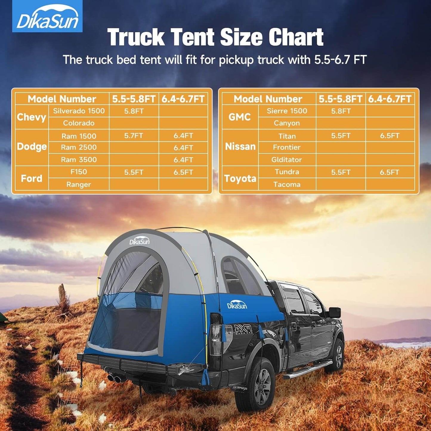 Tent Truck Bed 2-3 Pax 5.5-6.7ft