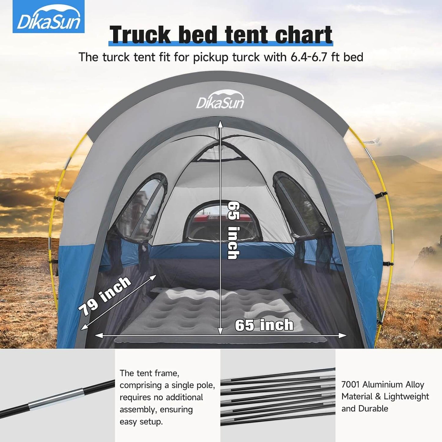 Tent Truck Bed 2-3 Pax 5.5-6.7ft