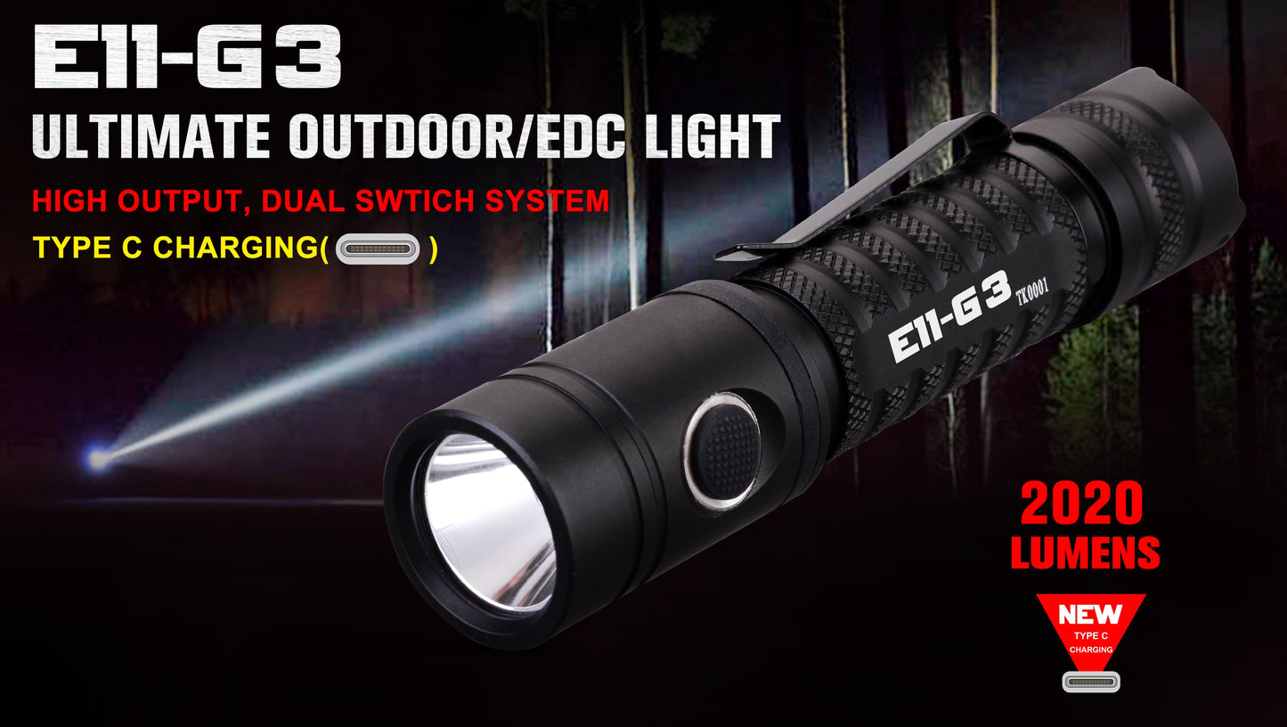 Flashlight EDC Rechargeable E11-Gen3 2020 Lumen