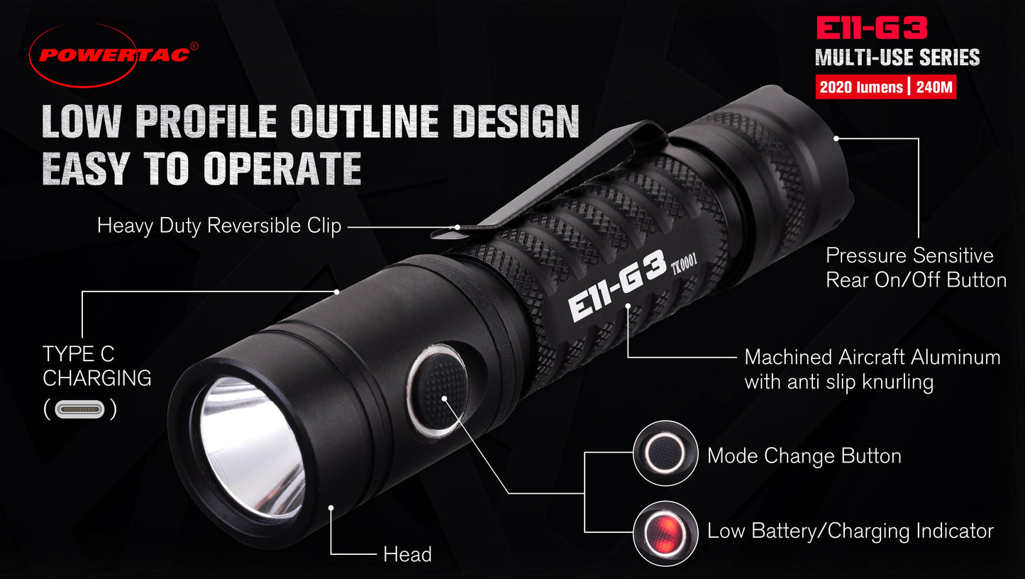 Flashlight EDC Rechargeable E11-Gen3 2020 Lumen