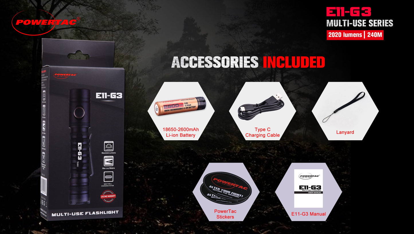 Flashlight EDC Rechargeable E11-Gen3 2020 Lumen