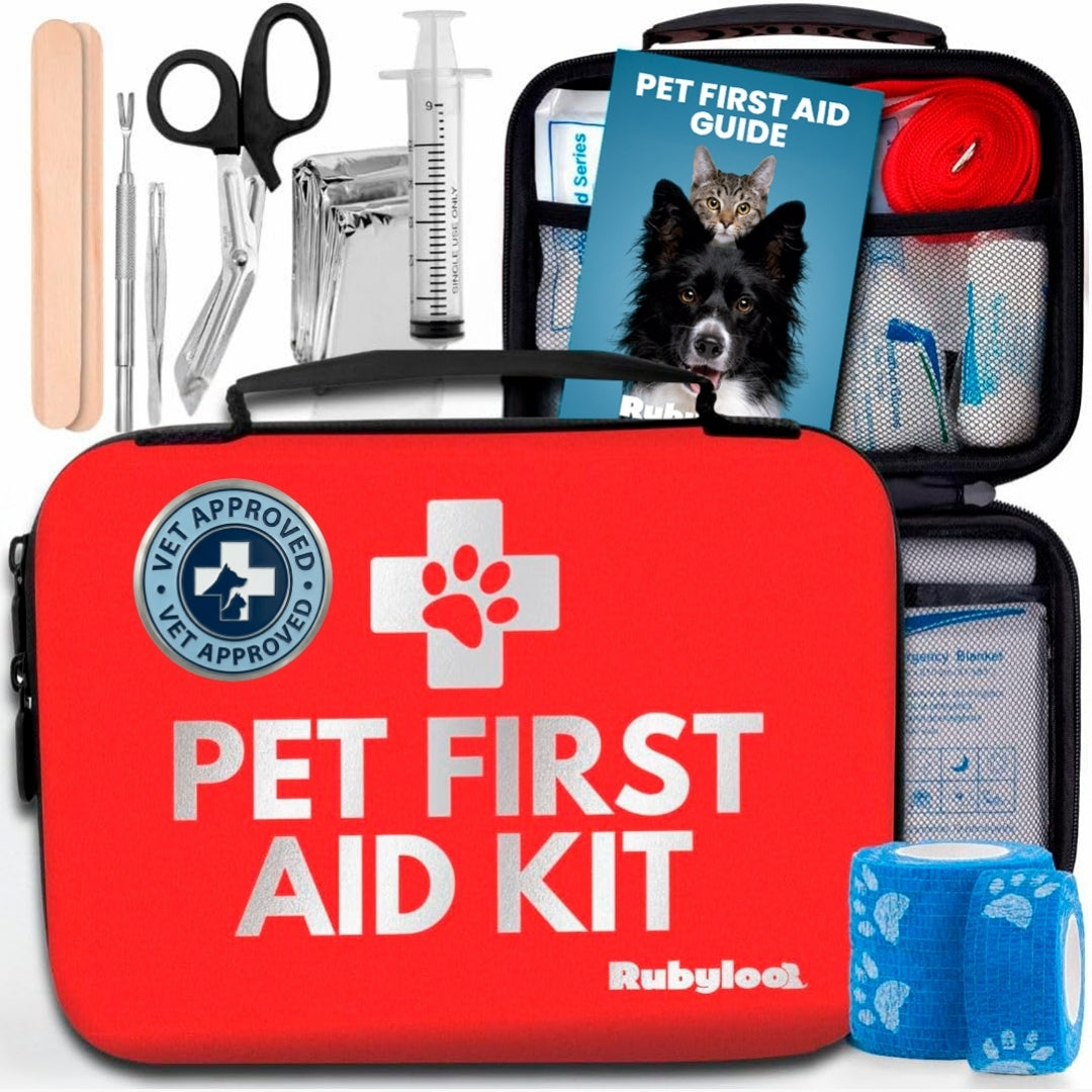 AlphaLife247 Pet First Aid Kit for Dogs and Cats, portable vet-approved emergency supplies for hiking, camping, and travel.