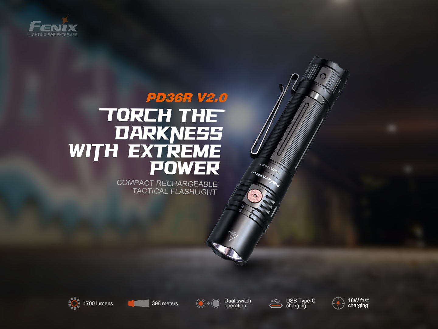 Flashlight Tactical Compact PD36R-V2 1700 Lumen