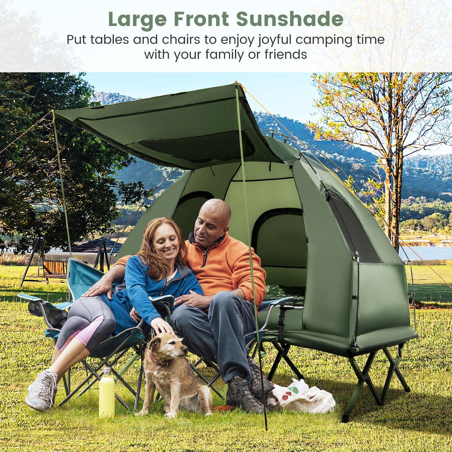 Tent Cot 2Pax Foldable w/Mattress/Sleeping Bag 5-in-1