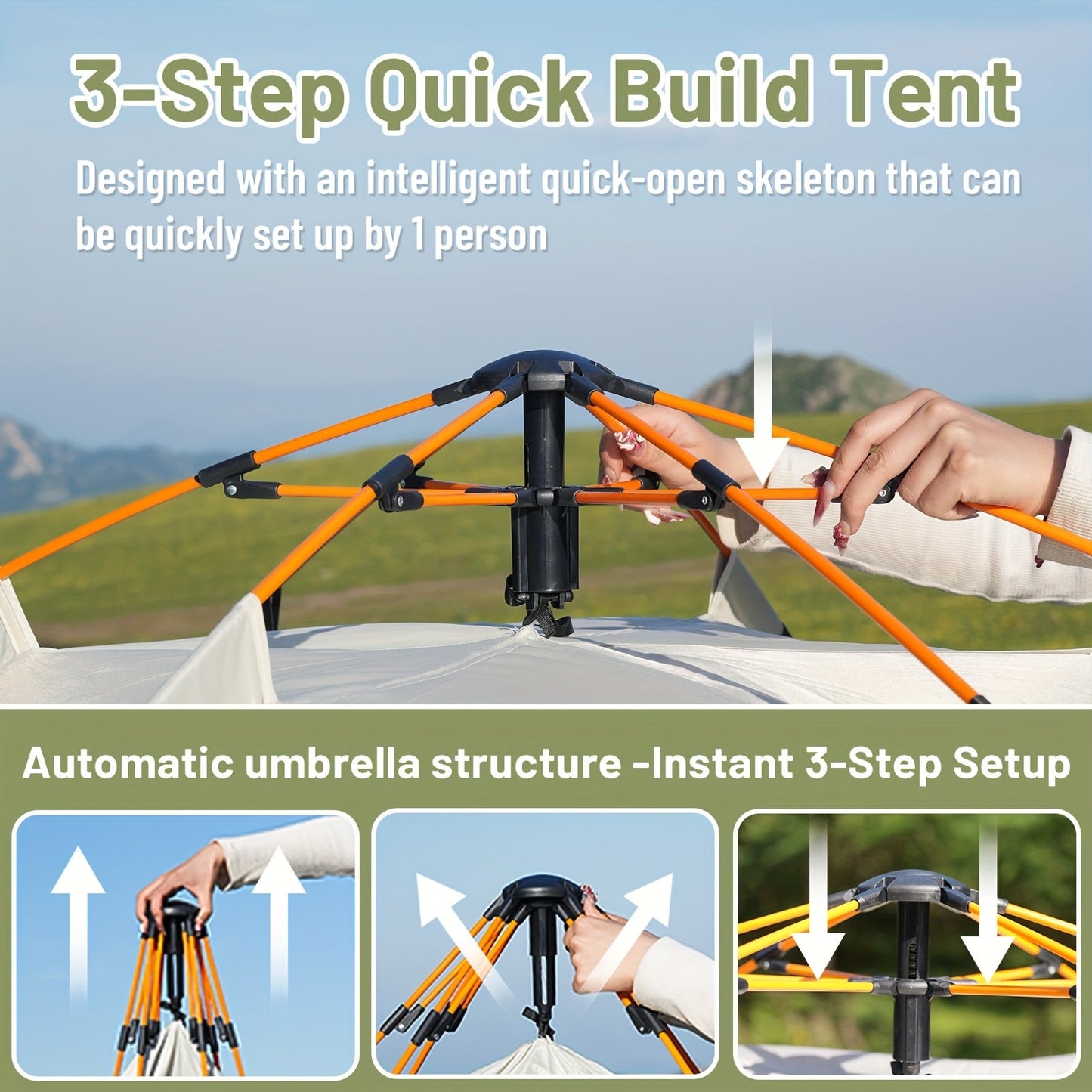 Tent Camping Quick Setup Pop Up 3-4 PAX