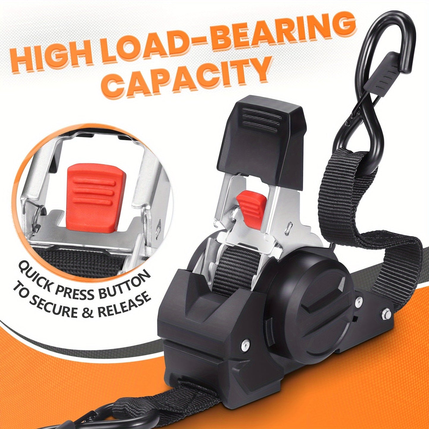 Straps Cargo Ratchet Tie Down Retractable 10' 4pc