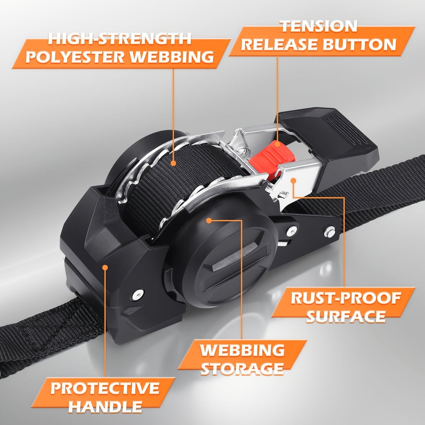 Straps Cargo Ratchet Tie Down Retractable 10' 4pc