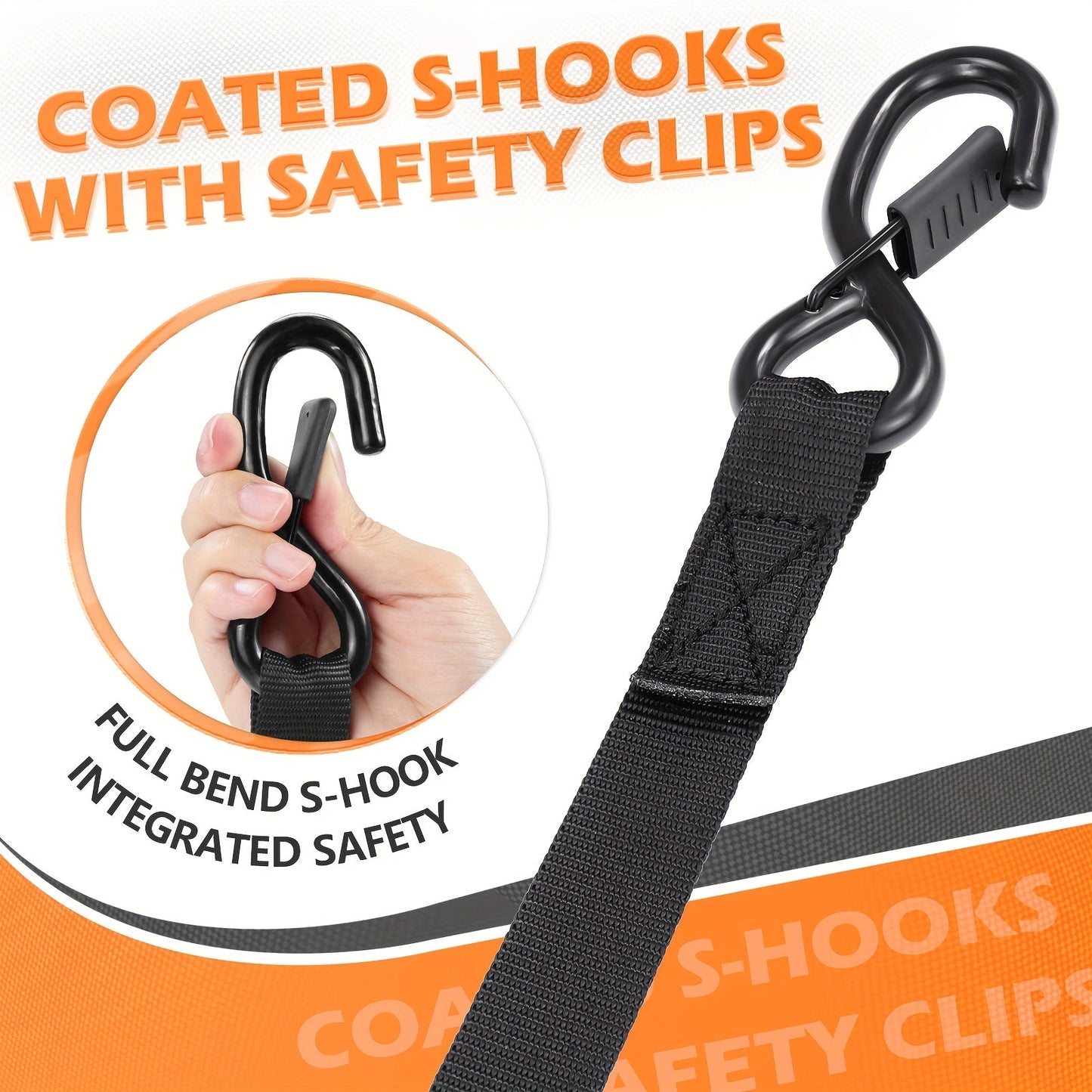 Straps Cargo Ratchet Tie Down Retractable 10' 4pc