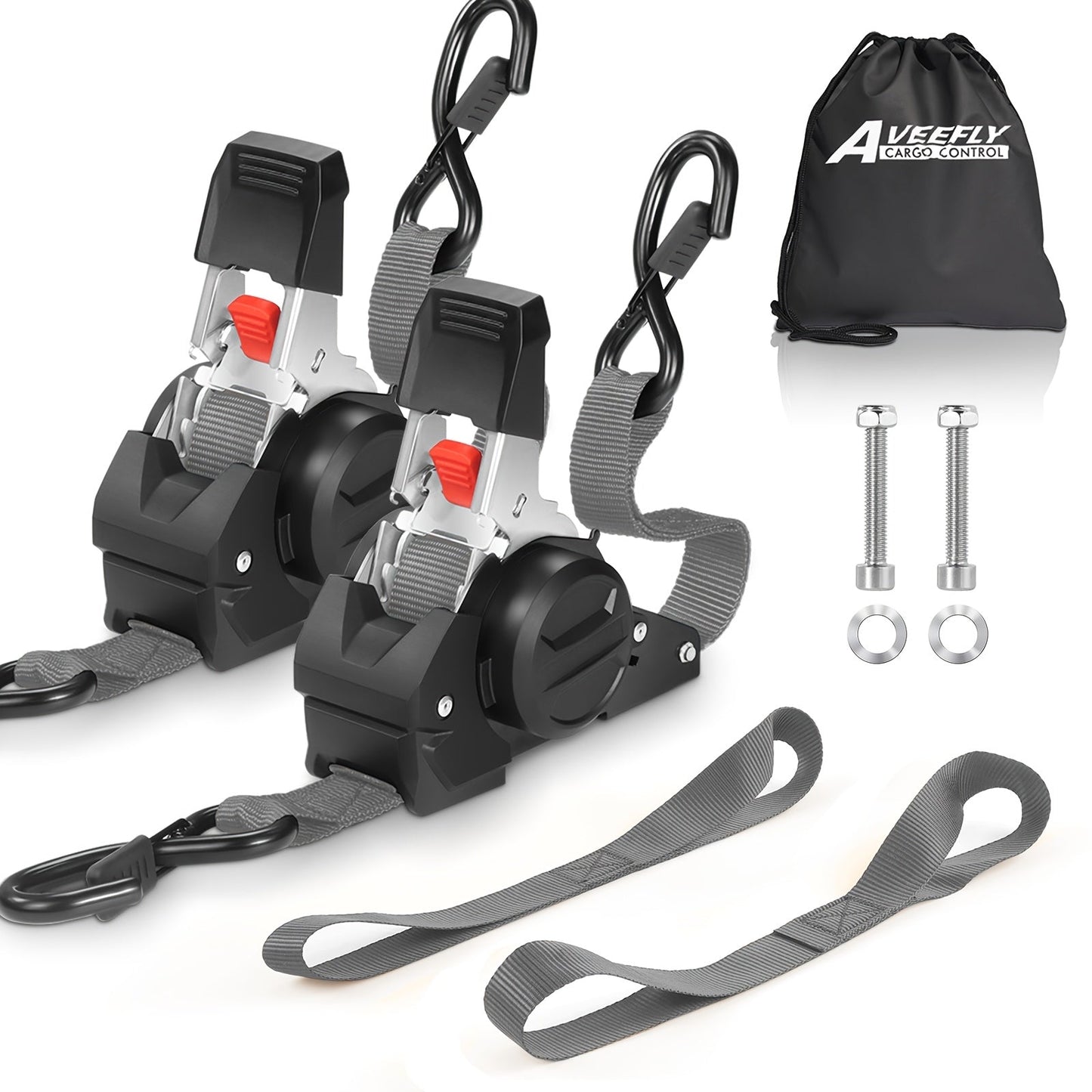 Straps Cargo Ratchet Tie Down Retractable 10' 4pc