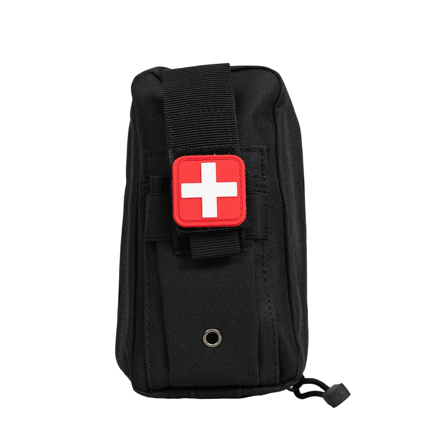 AlphaLife247 Emerge On-Hand First Aid Kit (OHFAK) black trauma pouch for severe bleeding, gunshot wounds, burns, and lacerations.