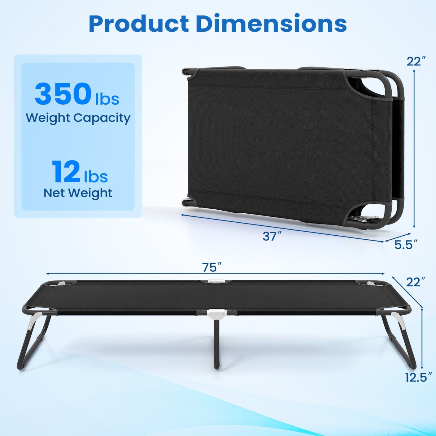 Cot Bed Folding Camping/Hiking GemGear