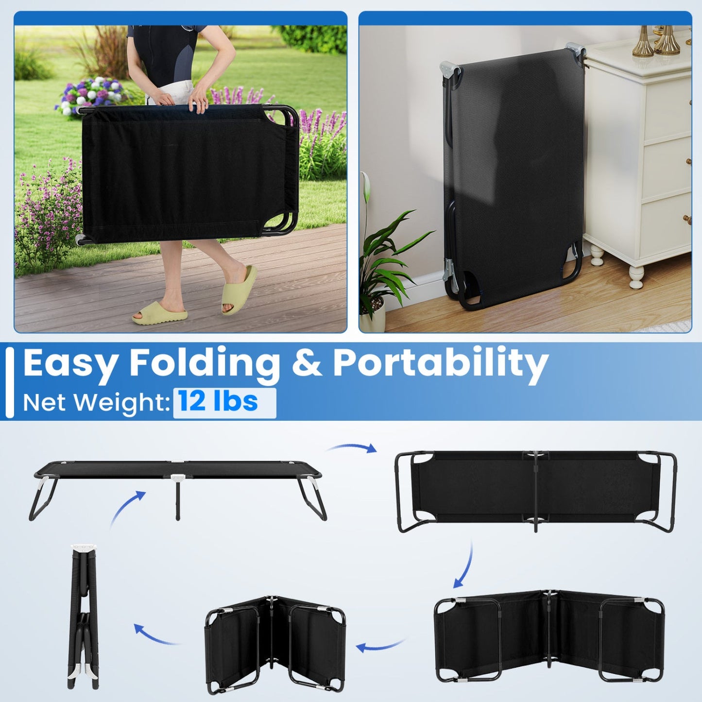 Cot Bed Folding Camping/Hiking GemGear