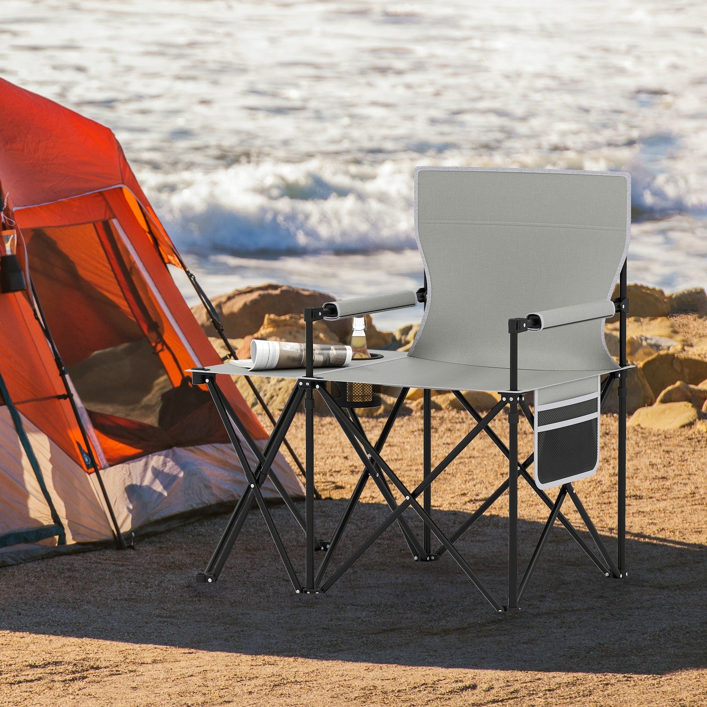 Chair Oversized w/Side Table & Storage Pockets