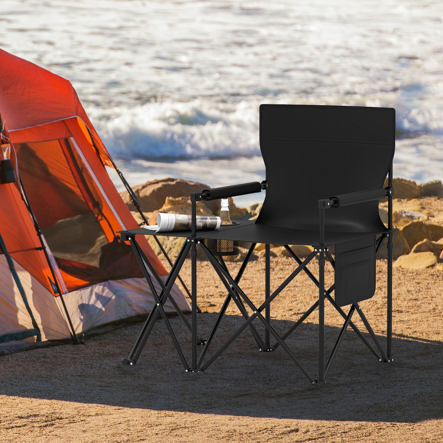 Chair Oversized w/Side Table & Storage Pockets