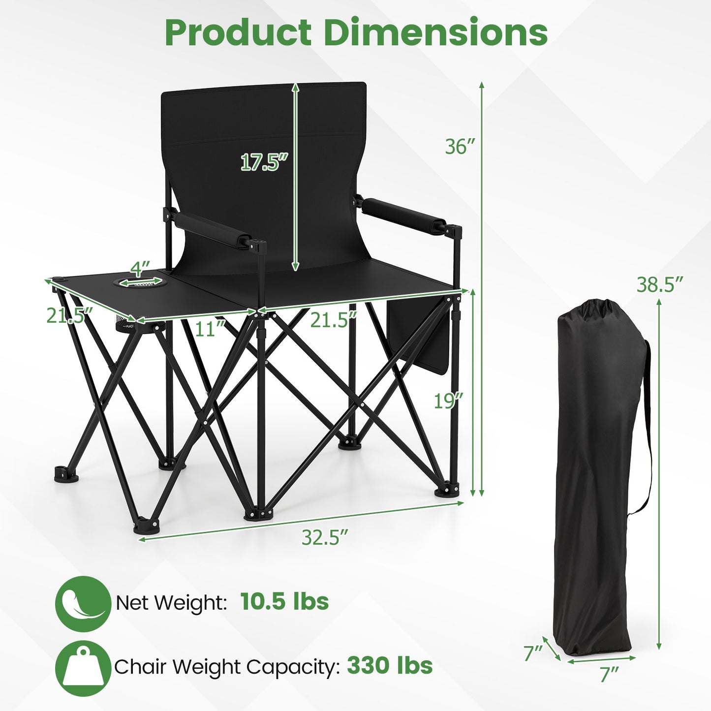 Chair Oversized w/Side Table & Storage Pockets