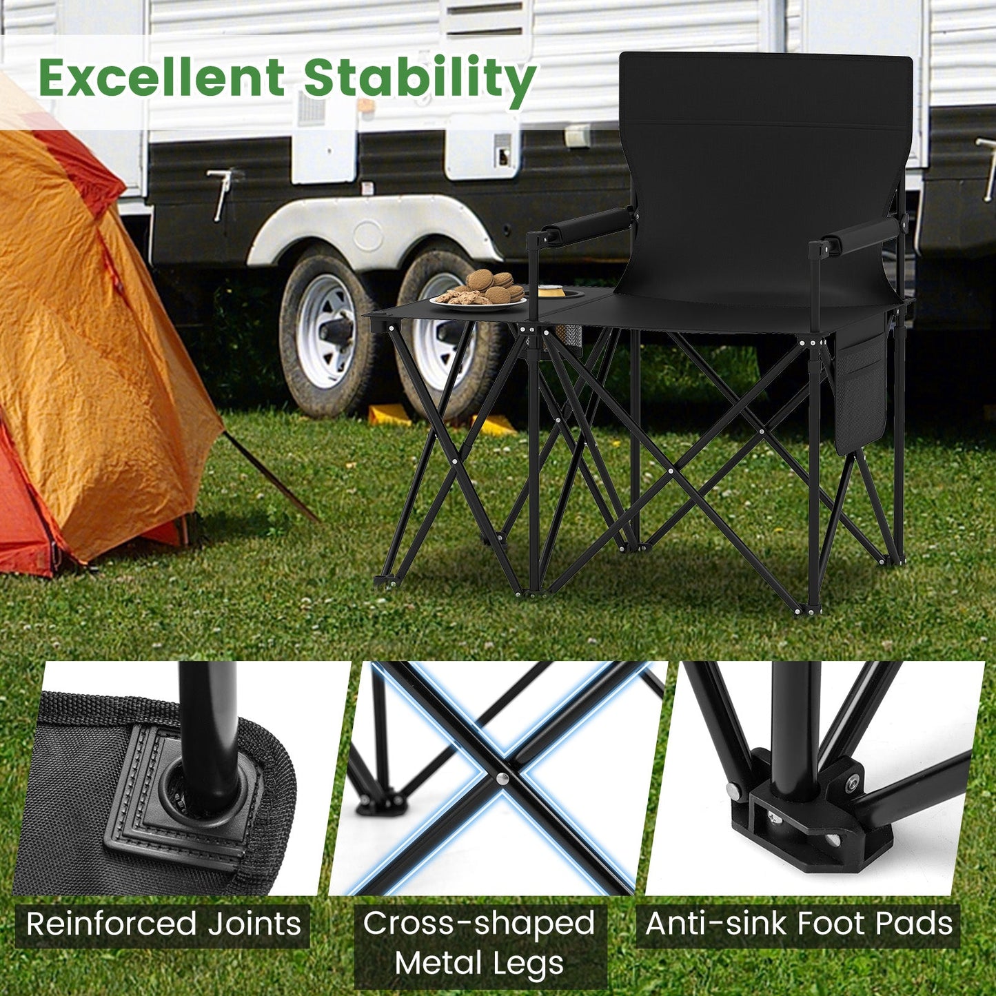 Chair Oversized w/Side Table & Storage Pockets