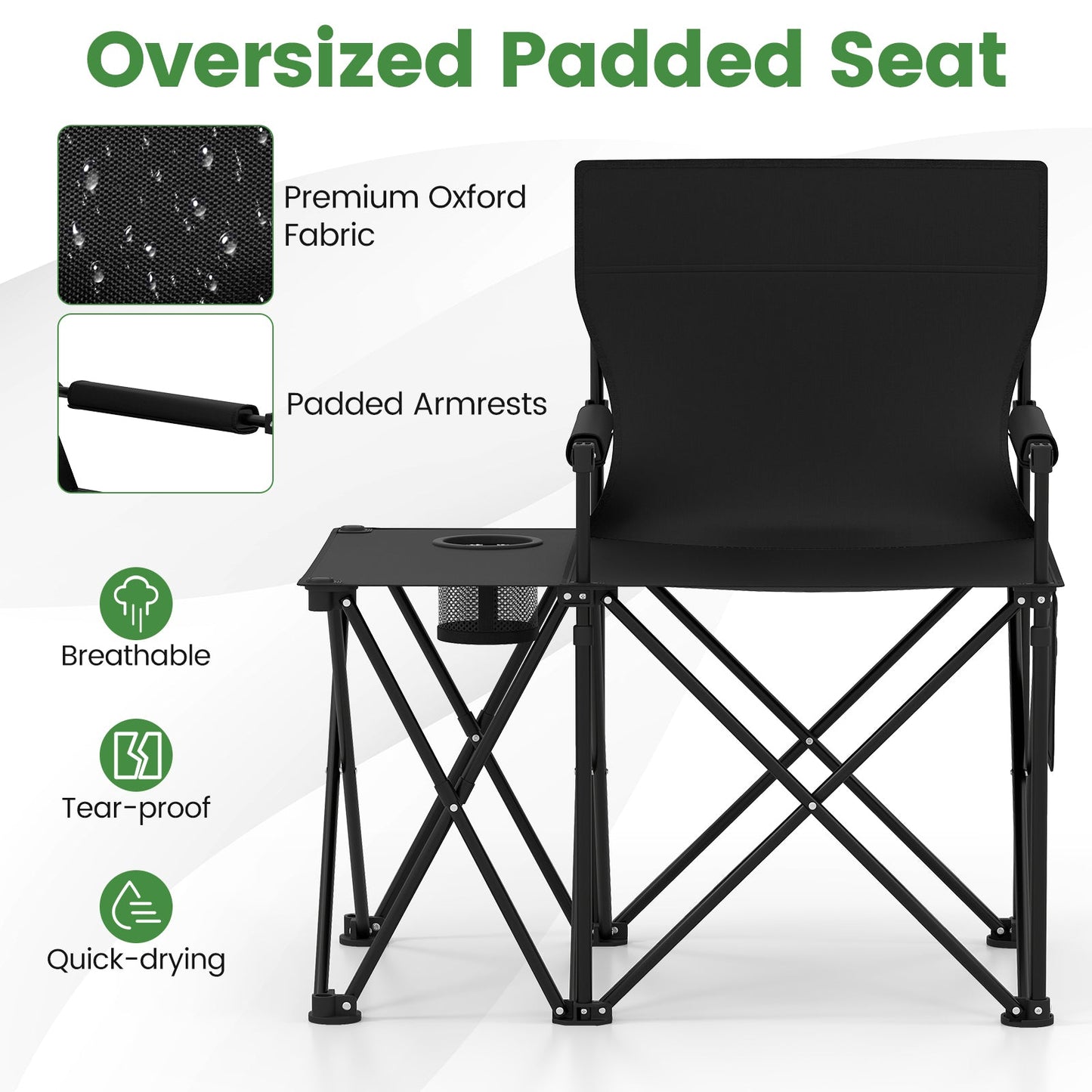 Chair Oversized w/Side Table & Storage Pockets