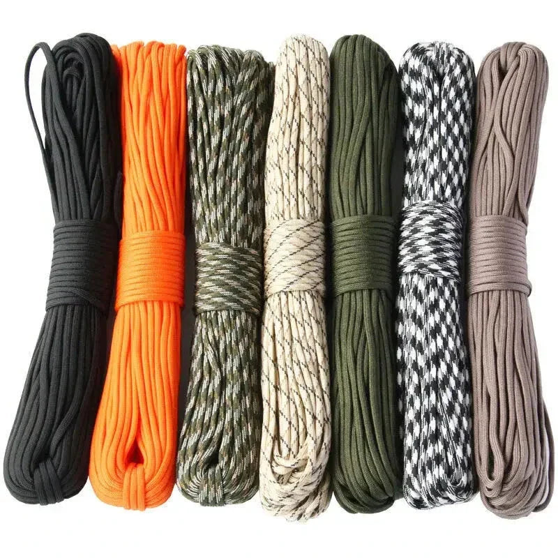 AlphaLife247 7-core 550 polyester paracord in various colors, optimized for outdoor survival, camping, and DIY projects.