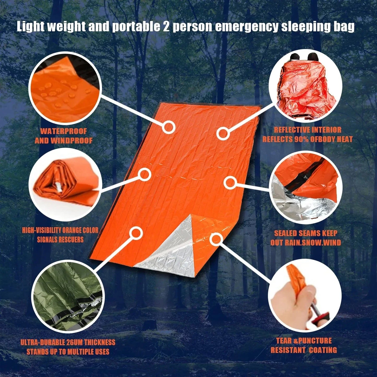 Bag Sleeping Bivy Survival Emergency Waterproof Mylar