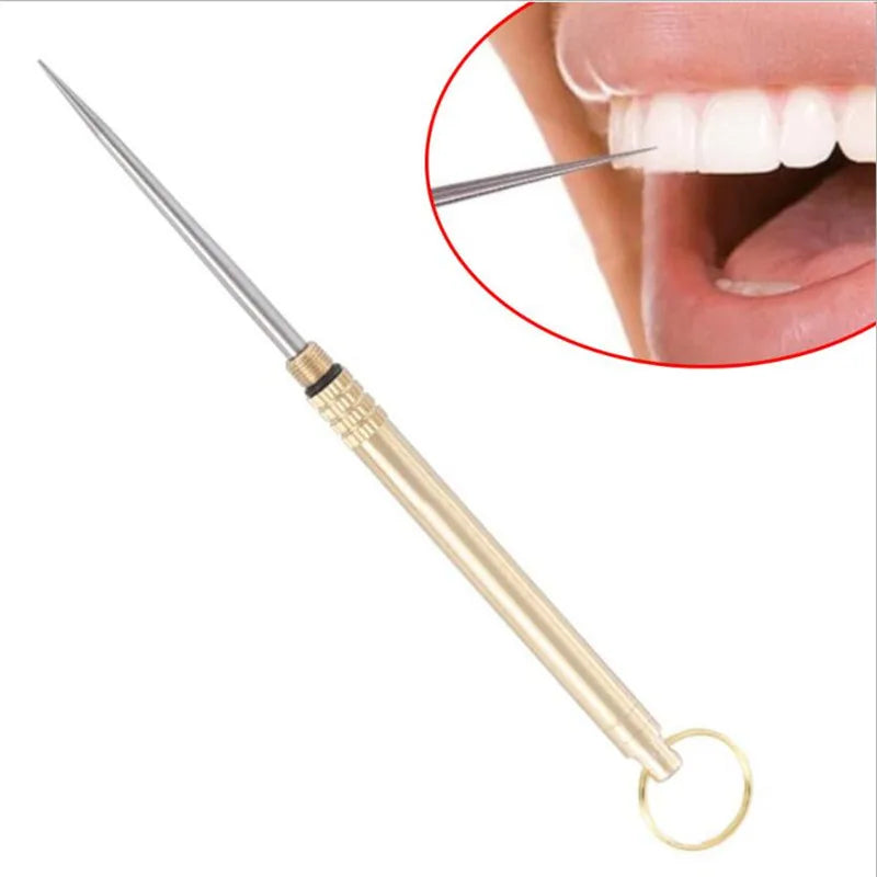 Toothpick w/Bottle Titanium/Brass Multifunctional