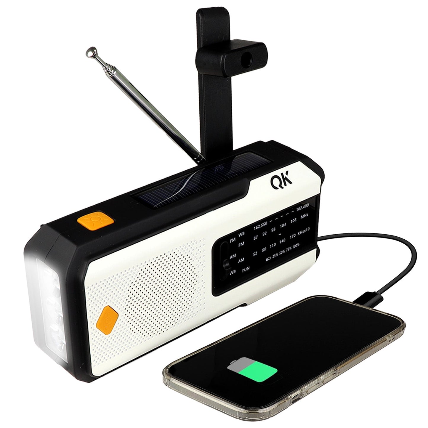 AlphaLife247 QK 4-in-1 NOAA Radio and Flashlight and compact multi-power emergency tool, designed for efficient, off-grid energy independence and long-term power maintenance in your essential field and emergency gear.