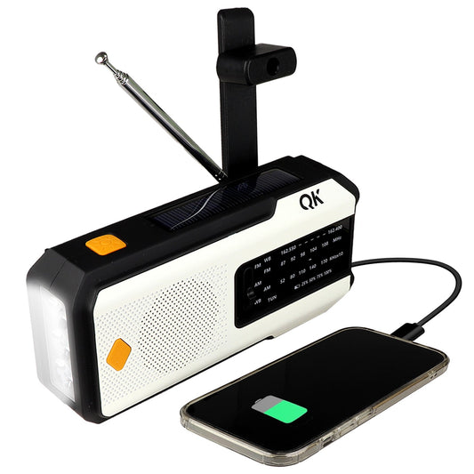 AlphaLife247 QK 4-in-1 NOAA Radio and Flashlight and compact multi-power emergency tool, designed for efficient, off-grid energy independence and long-term power maintenance in your essential field and emergency gear.
