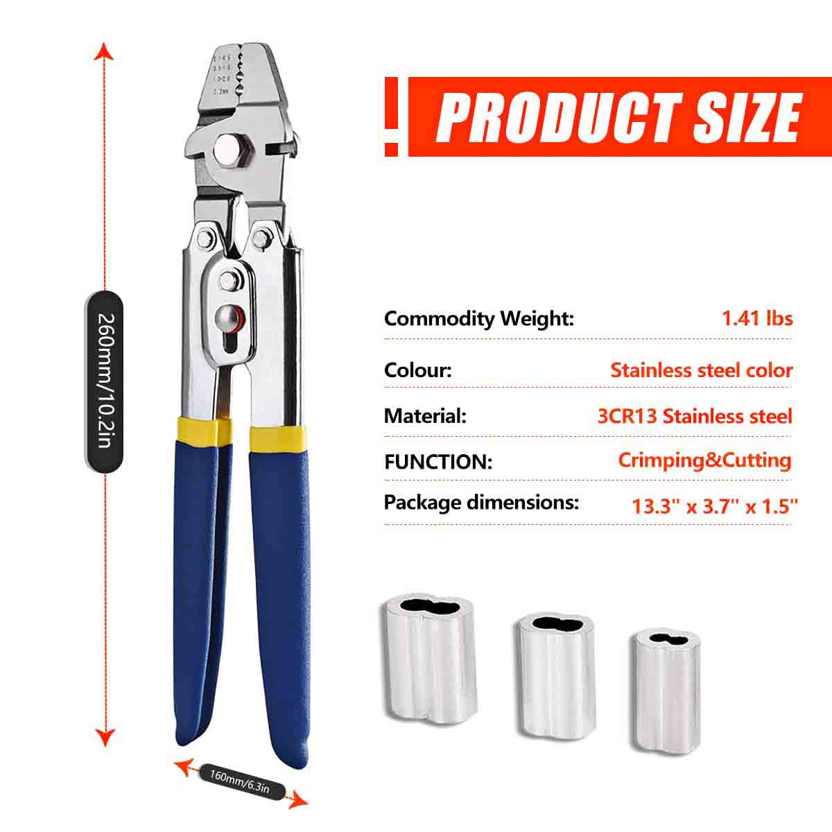 Kit Crimp & Ferrule Double Barrel Stainless Steel 600pc