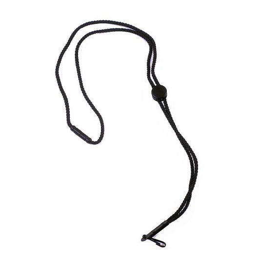 AlphaLife247 18-inch break-away neck lanyard in black, optimized for tactical gear retention and emergency signaling.