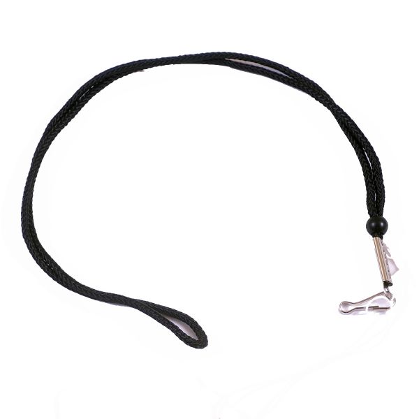 AlphaLife247 17-inch black traditional cord lanyard with metal clasp, optimized for secure gear retention and everyday utility.