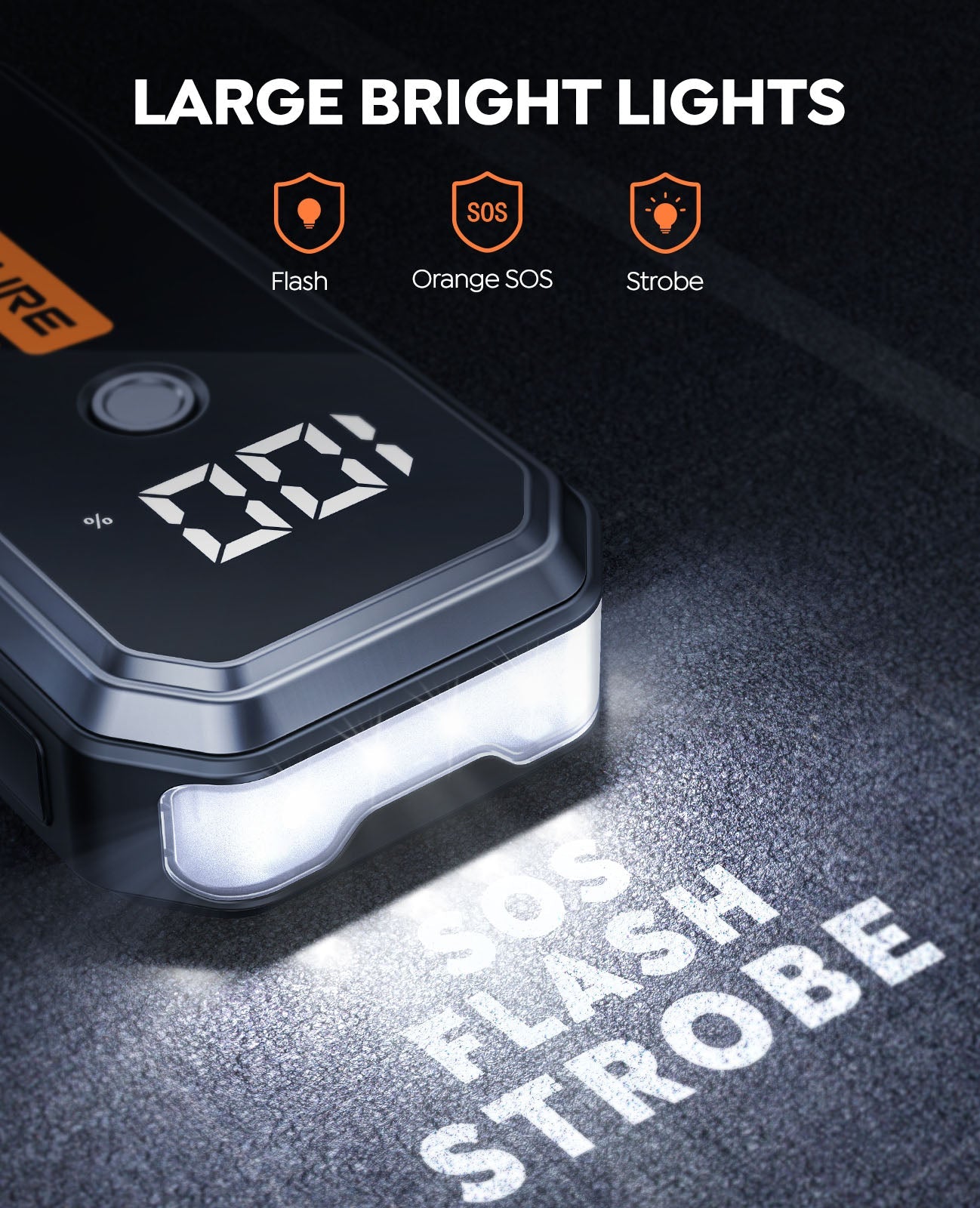 Battery Jump Start 5000A w/Compass/400 Lumen Light