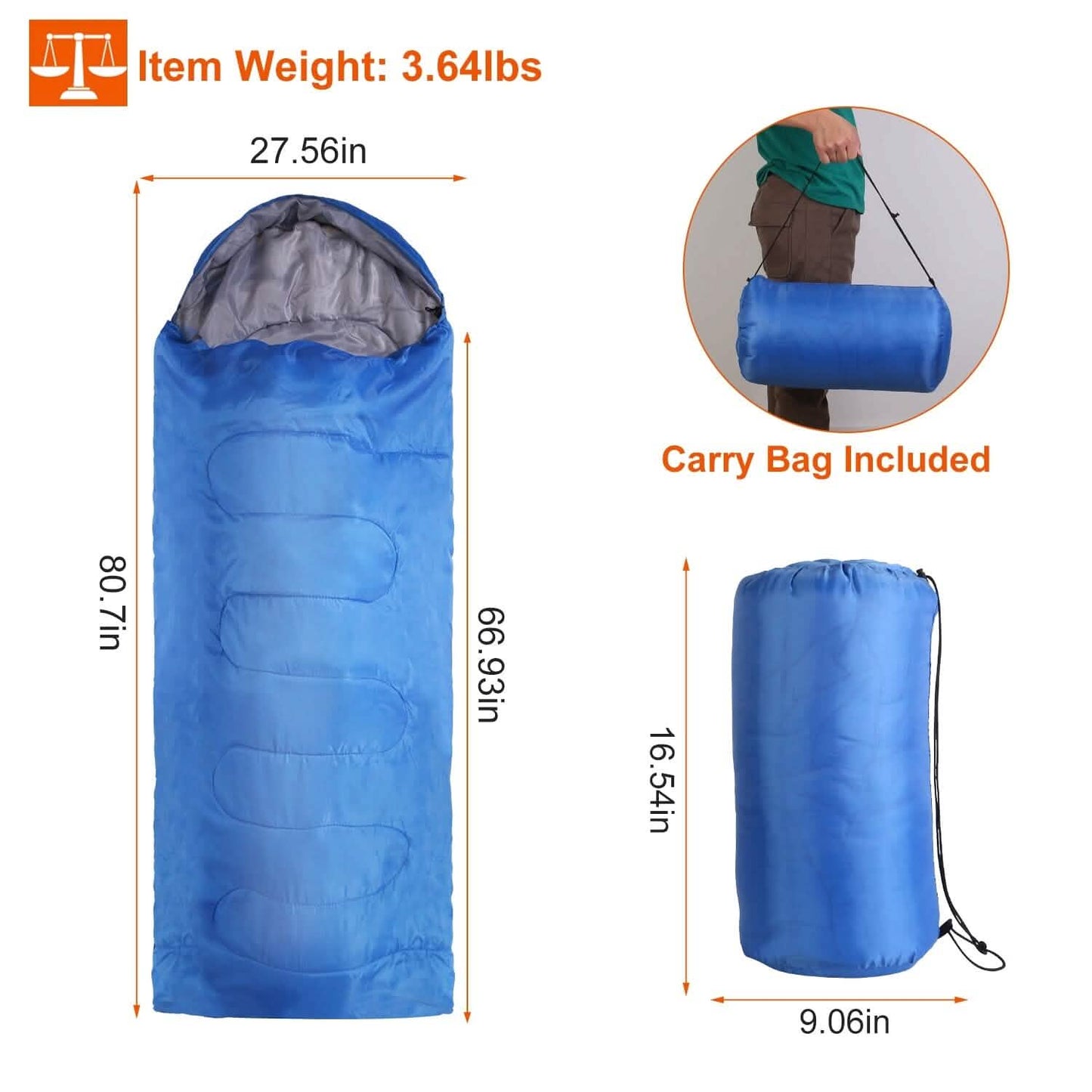 Bag Sleeping 3 Season Polyester Lining Soft Cotton Fill