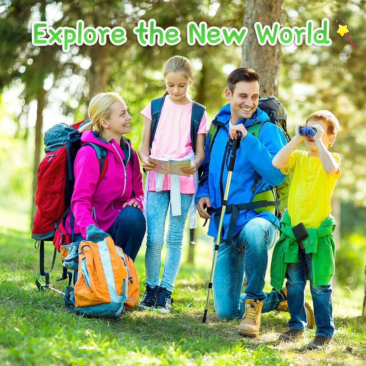 An AlphaLife247 compact shockproof binoculars set, showcasing its high-resolution 8X magnification optics and lightweight build, designed for reliable use by young explorers in bird watching, nature trails, and outdoor adventure environments.