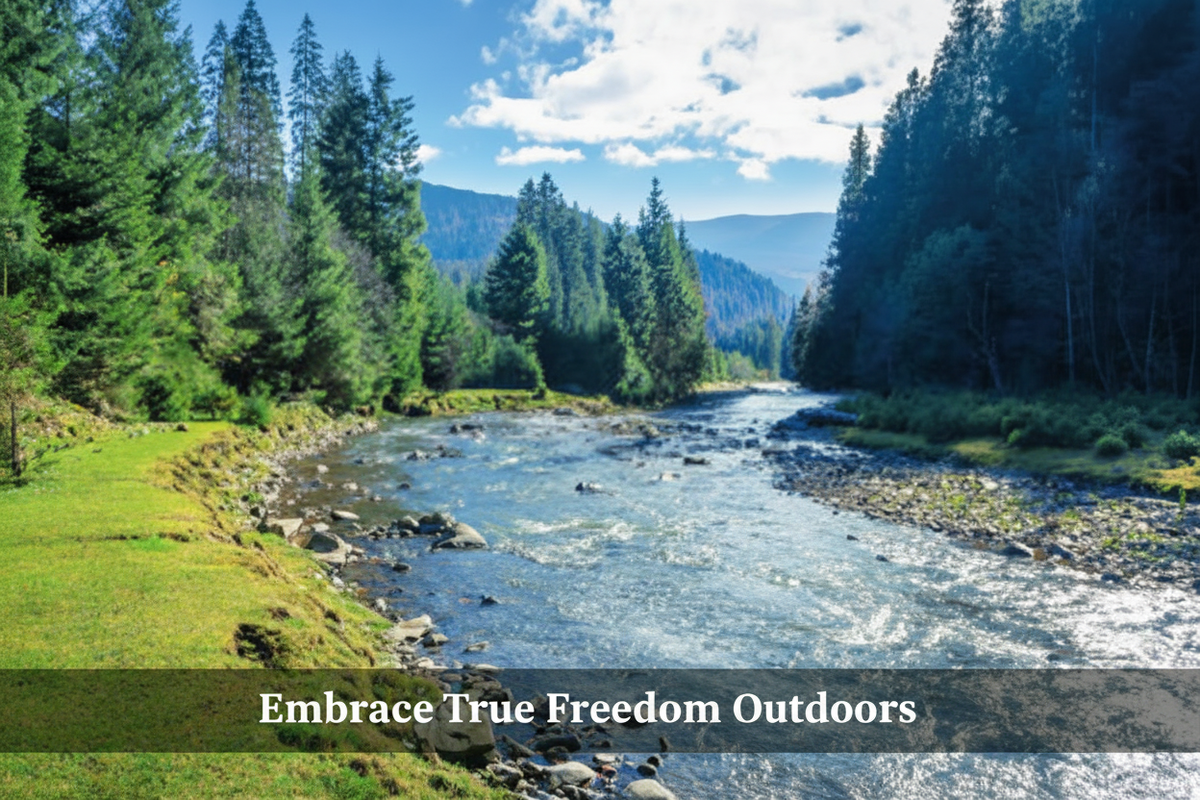 Embrace True Freedom Outdoors - Bottom Text River Banner