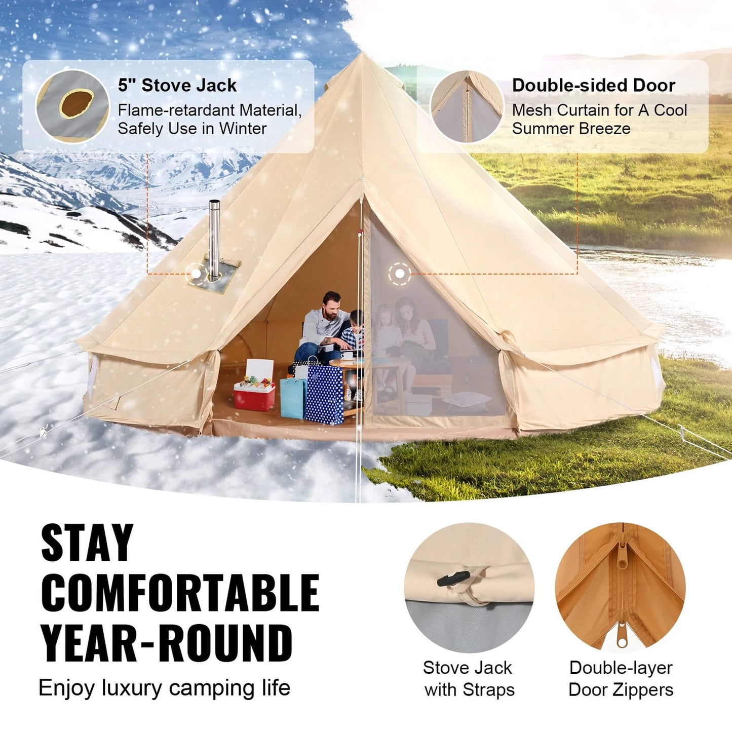 Tent Bell Yurt w/Stove Jack 4 Season Cotton Canvas