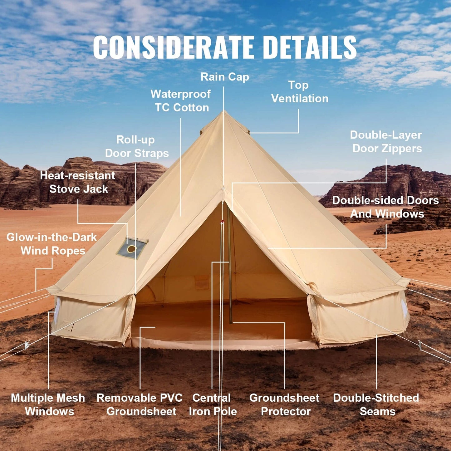Tent Bell Yurt w/Stove Jack 4 Season Cotton Canvas