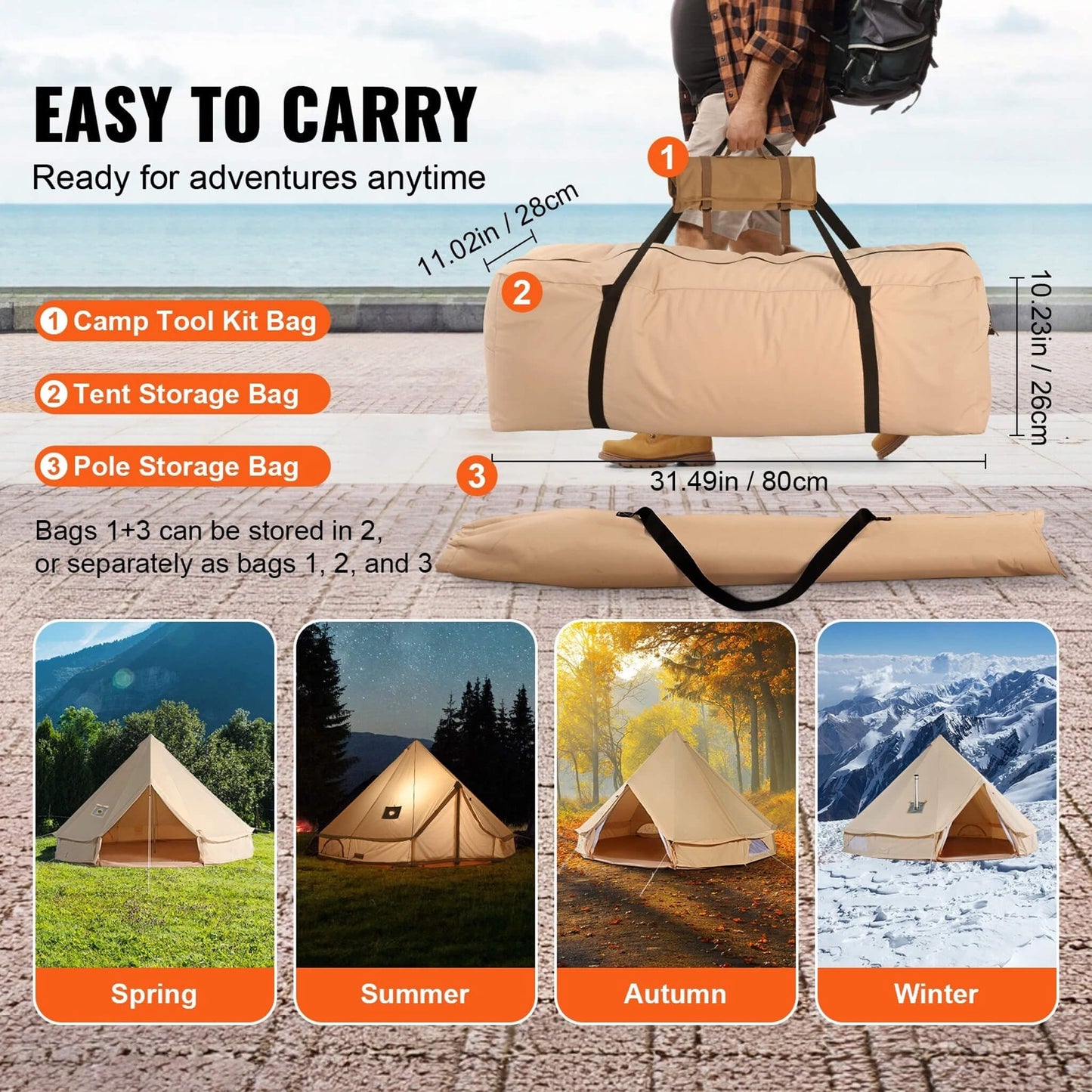Tent Bell Yurt w/Stove Jack 4 Season Cotton Canvas