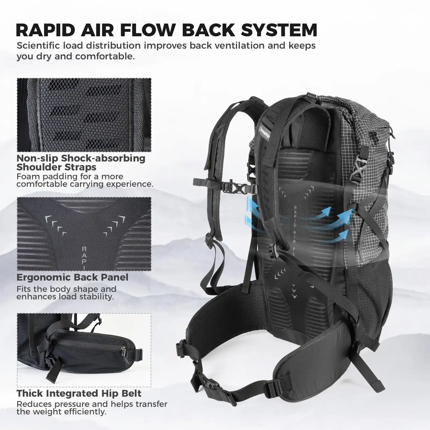 Pack Back/Day Hiking Lightweight/Waterproof 30-35L