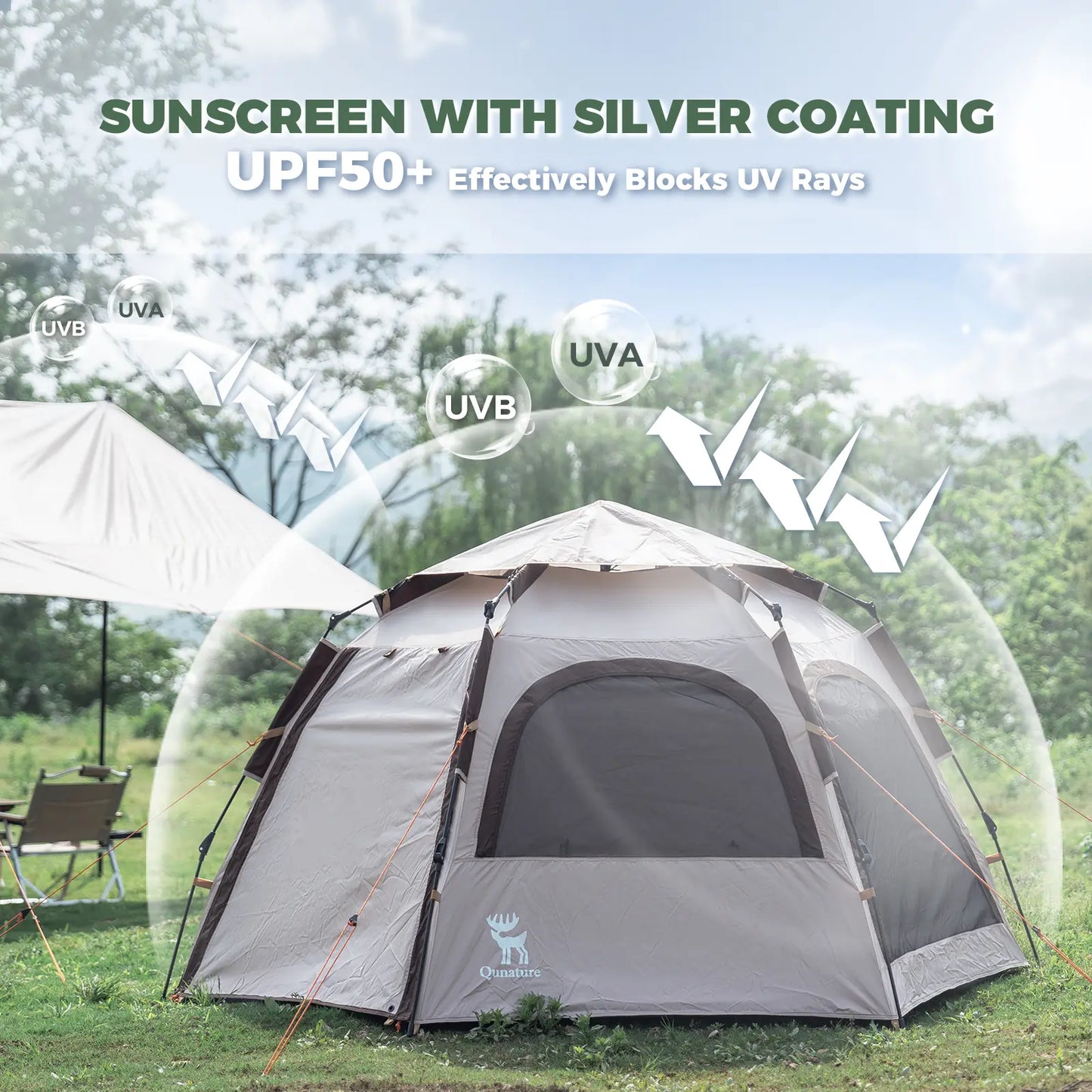 Tent Hexagonal Quick Set Lightweight 360 Vent UPF50+
