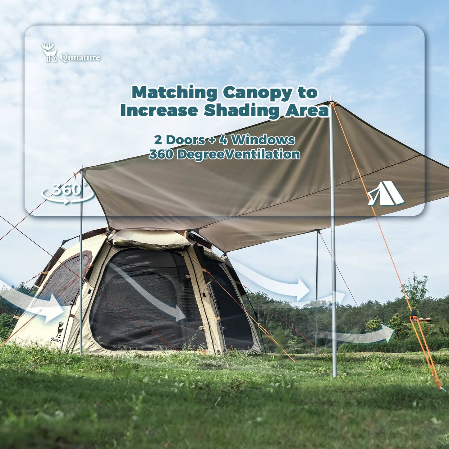 Tent Hexagonal Quick Set Lightweight 360 Vent UPF50+