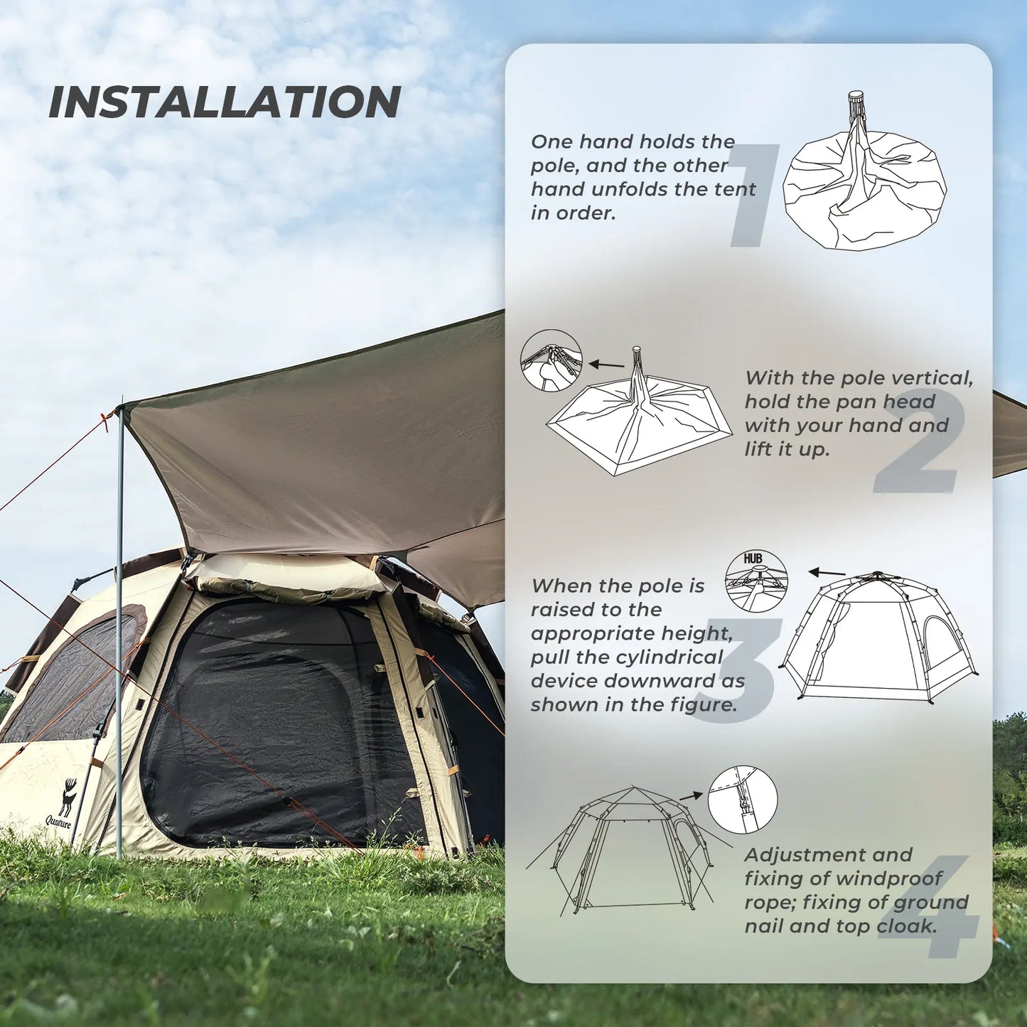 Tent Hexagonal Quick Set Lightweight 360 Vent UPF50+